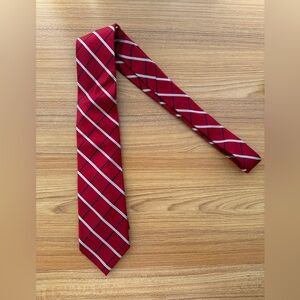 Nautica Red and White Diagonal Stripe Tie